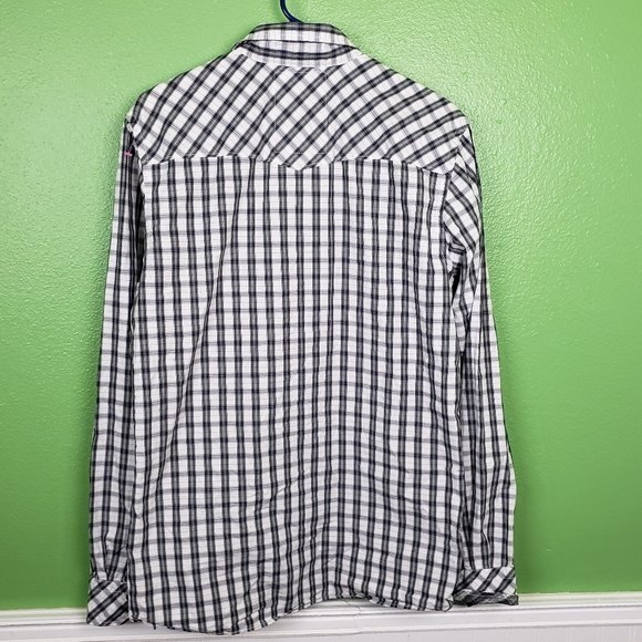 Scotch & Soda Amsterdam Couture black plaid western button shirt sz Large - Picture 9 of 10